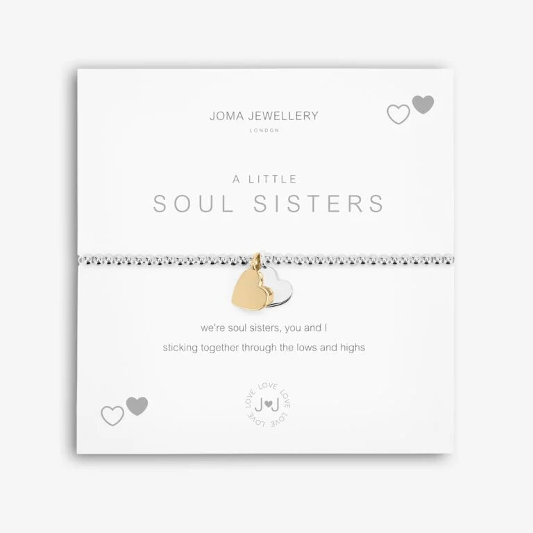 Joma Jewellery Bracelet - A Little Soul Sisters - Sterling Silver Adjustable Bangle for Women - Perfect Gift for Sisters, Best Friends & Loved Ones - Ideal for Birthdays, Anniversaries & Special Occasions