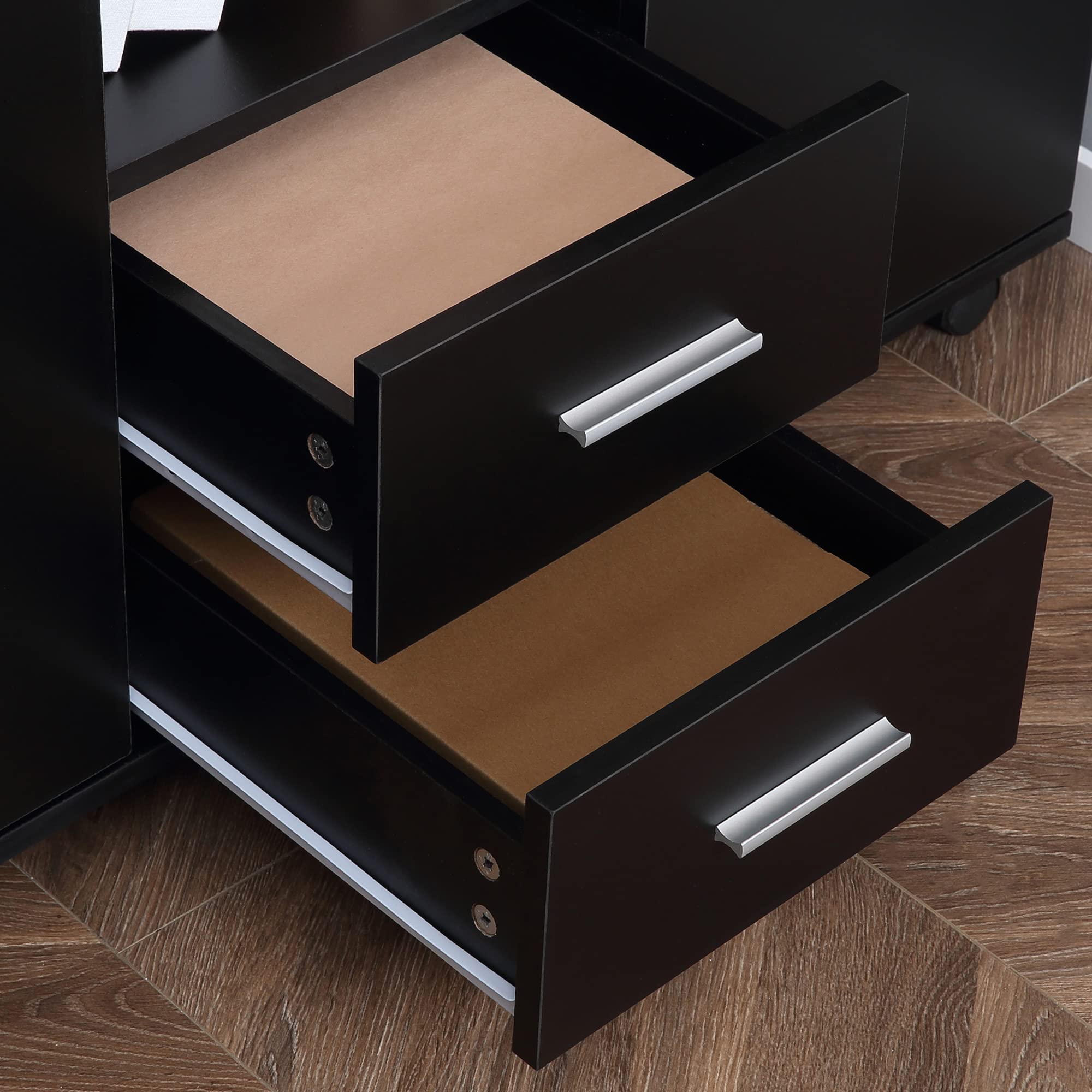 Vinsetto Black 2-Drawer 2-Shelf Multifunctional Office Filing Cabinet & Printer Stand with Smooth Countertop - Perfect for Home Office, Small Business & Workspace Organization
