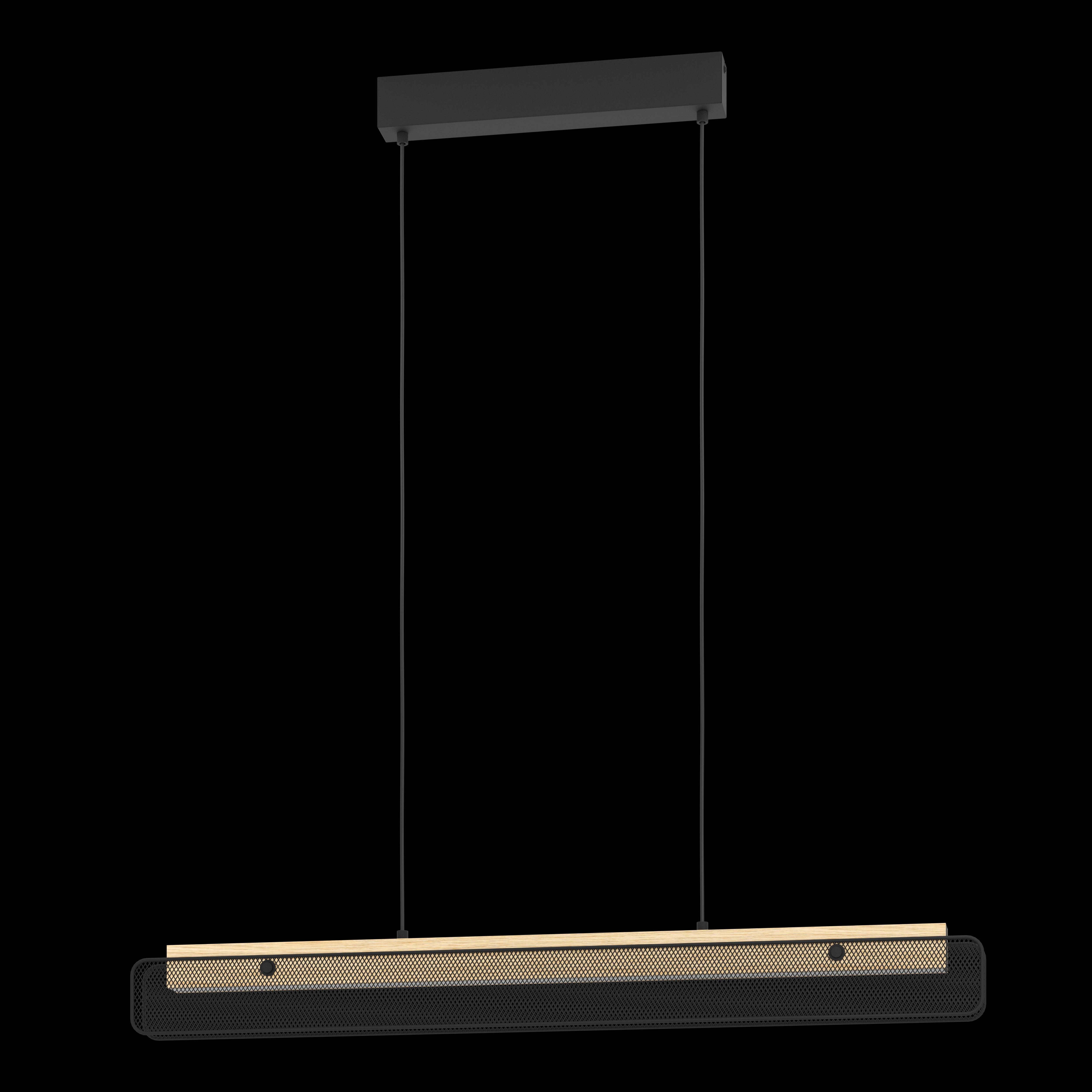 Eglo Connect Kokomo Z Smart LED Pendant Light - Black Metal Mesh & Rubberwood Design - Dimmable WiFi Control for Kitchen, Dining Room, Bedroom