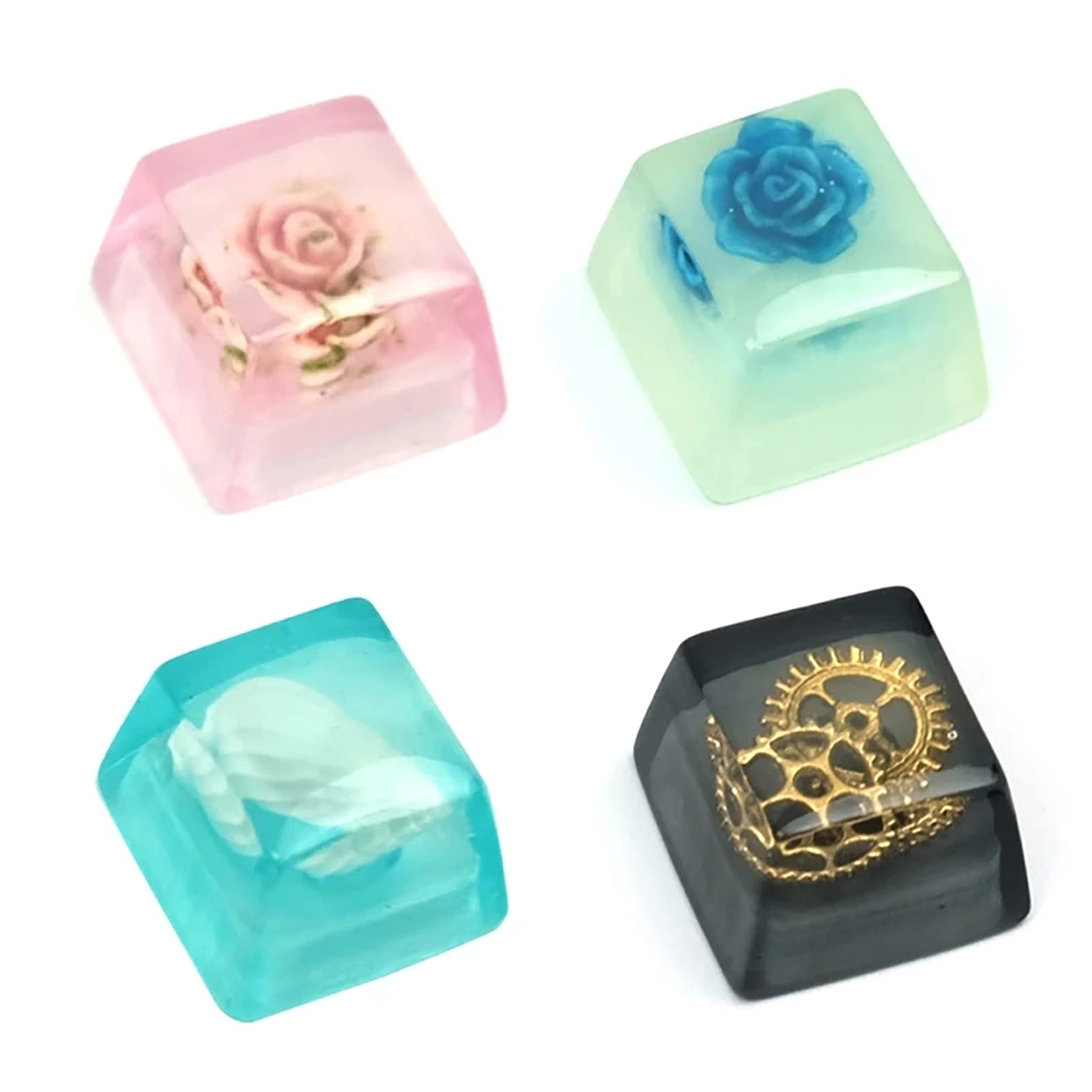 Blue Roses Resin Keycap for Cherry MX - Gaming Keyboard Decoration Gift