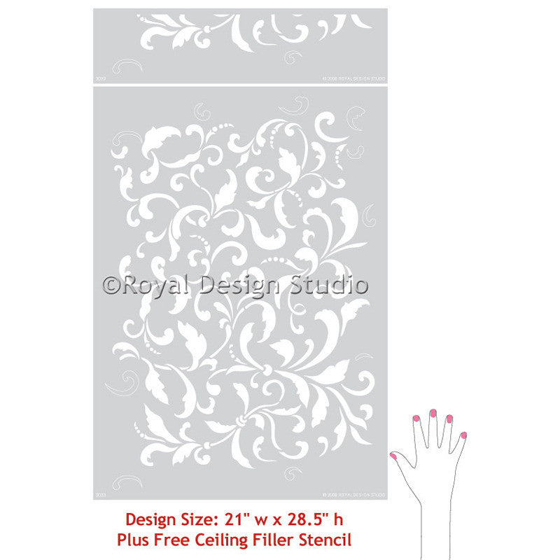 Tailfeathers Allover Wall Stencil - DIY Feather Pattern Painting Template for Home Decor, Nursery, Bedroom & Accent Walls - Reusable & Easy to Use
