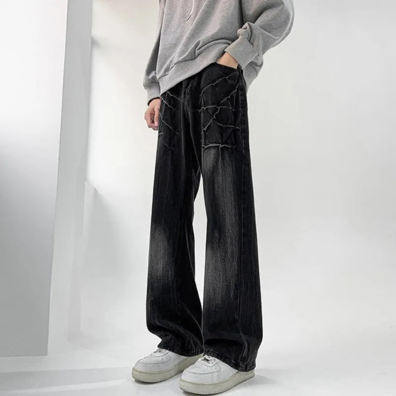 Trendy American Style Gradient Color Jeans - Loose Fit Casual Straight Denim Pants for Men | Spring Fashion Essential for Streetwear & Daily Outfits