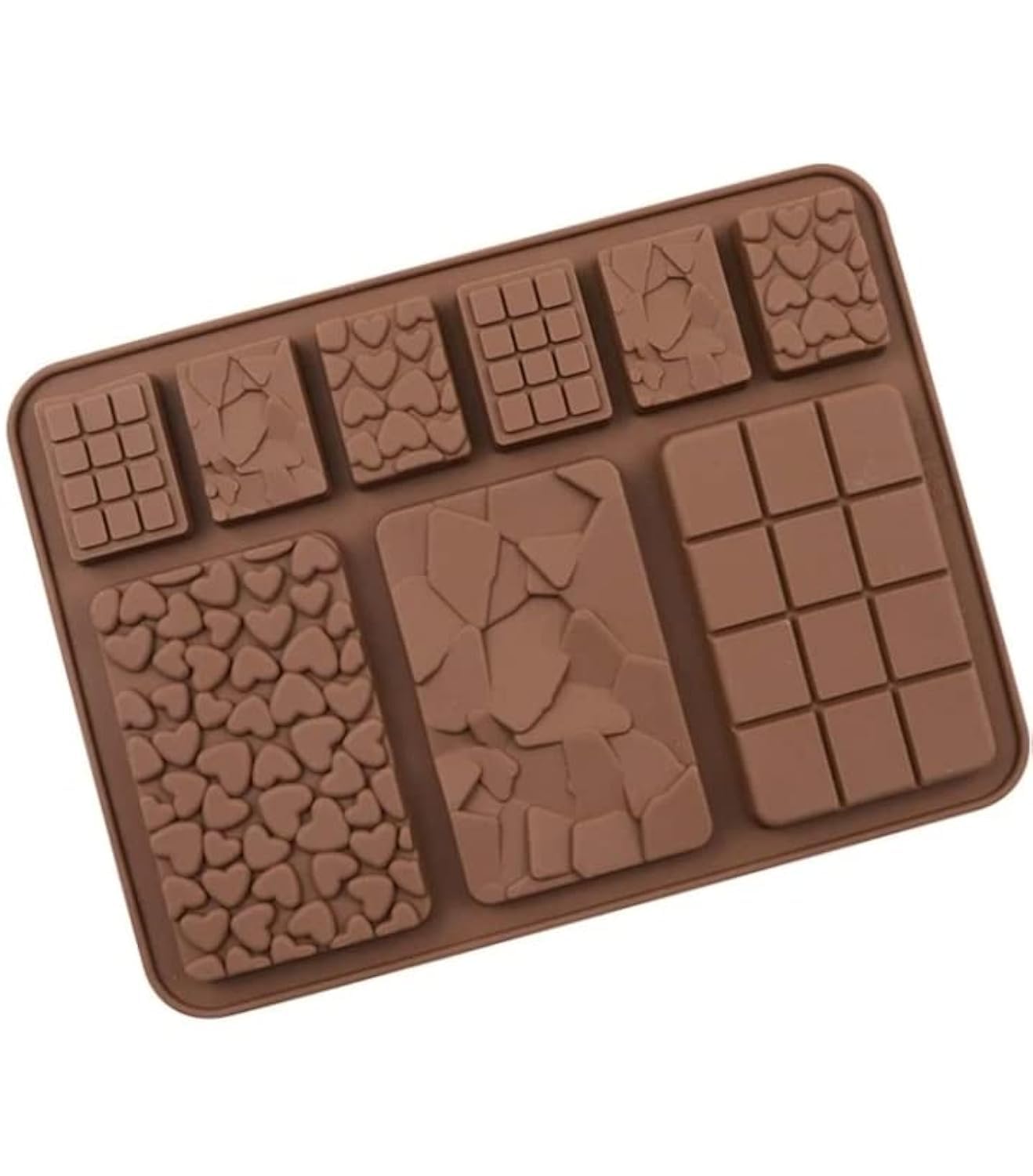 Premium 9-Slot Silicone Chocolate & Protein Bar Mold - Multi-Design DIY Baking Molds for Homemade Snacks, Candy Making & Craft Projects