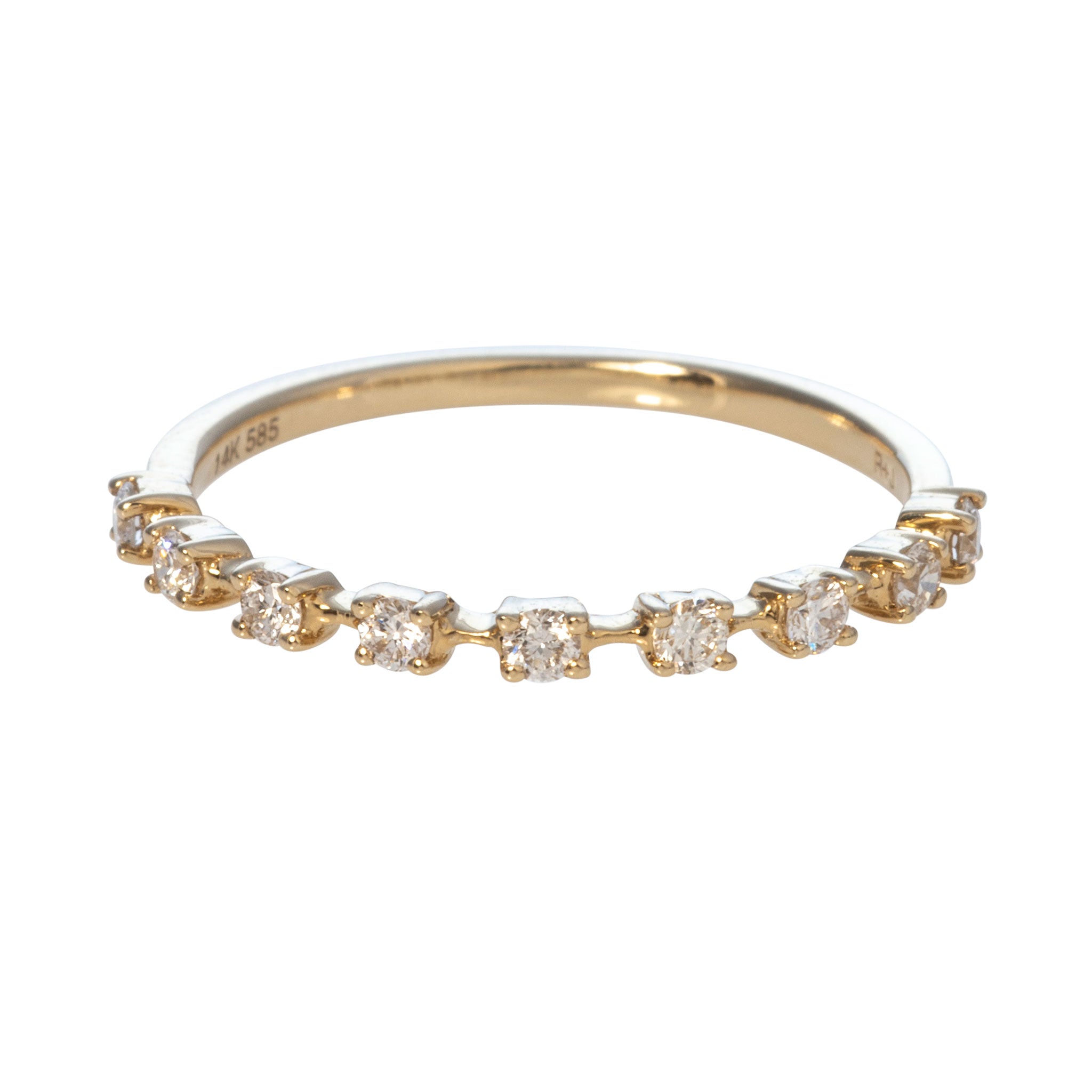 14K Yellow Gold Diamond Bar Spaced Halfway Band Ring - Perfect for Stacking, Bridal Sets, and Everyday Elegance