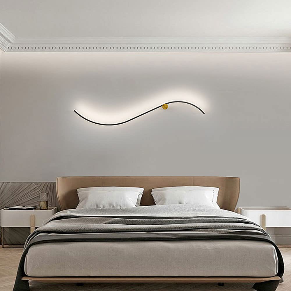 Modern Linear Wall Sconce LED Light Fixture - Curved Wall Mount Lighting for Bedroom, Living Room & Home Decor | Energy-Efficient Indoor Wall Wash Lights for Ambient & Accent Lighting (Perfect for Hallways, Staircases & Gallery Walls)