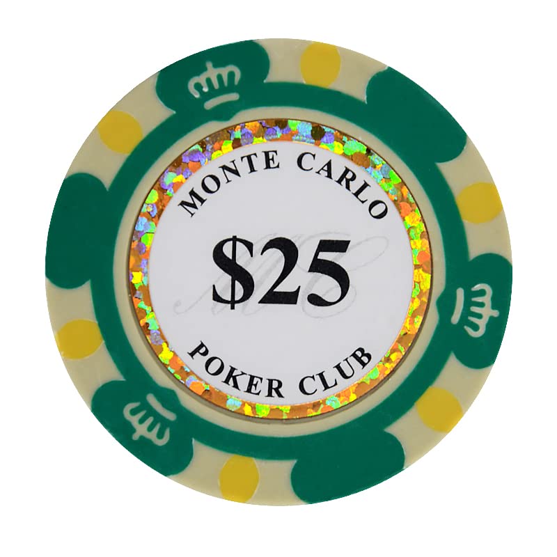 Premium 14 Gram Clay Poker Chips - Monte Carlo Style (Pack of 50) for Casino Nights, Poker Tournaments & Home Game Nights