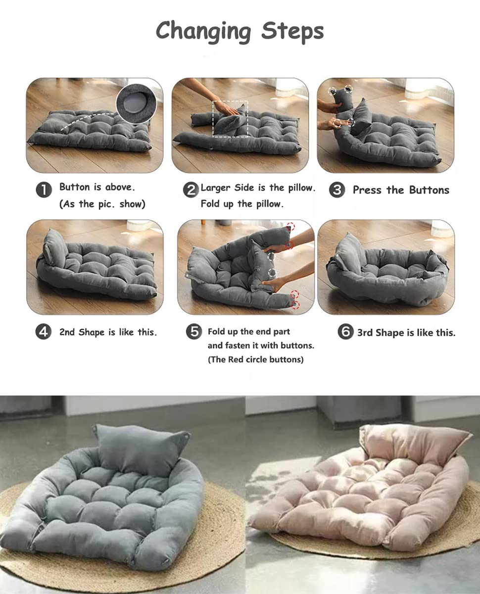 Multifunctional Convertible Dog Bed - Washable & Waterproof Pet Mattress with Paw Design for Large Dogs (XL, Light Lake Blue) - Perfect for Indoor & Outdoor Use, Travel, and Crate Comfort