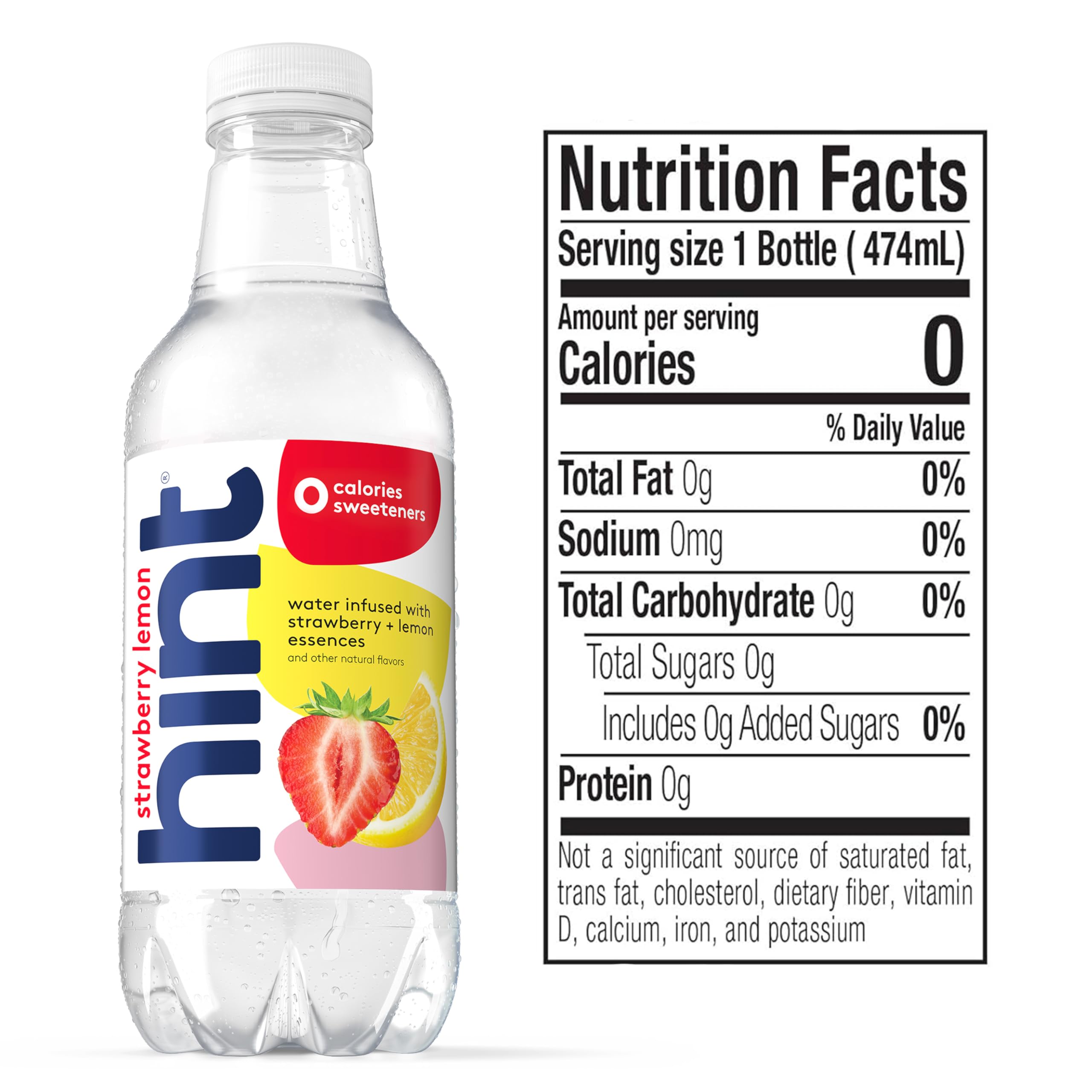 **Strawberry Lemon Hint Water - 12 Pack (16 oz Bottles) | Sugar-Free, Zero Calorie, No Artificial Flavors or Preservatives | Refreshing Hydration for Workouts, Office & On-The-Go**