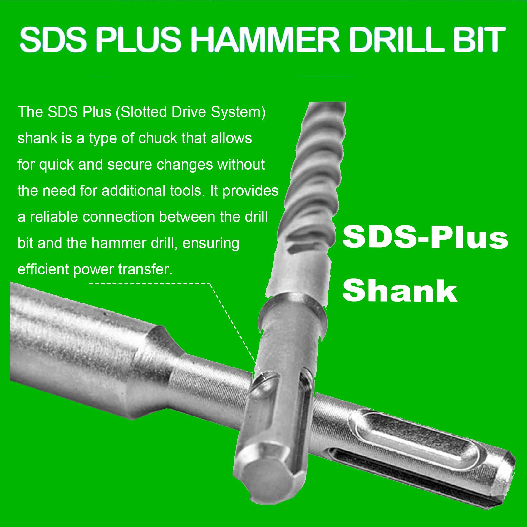 8Pcs SDS Plus Drill Bit Set for Concrete & Masonry - Heavy Duty Rotary Hammer Bits for Rock & Stone Drilling