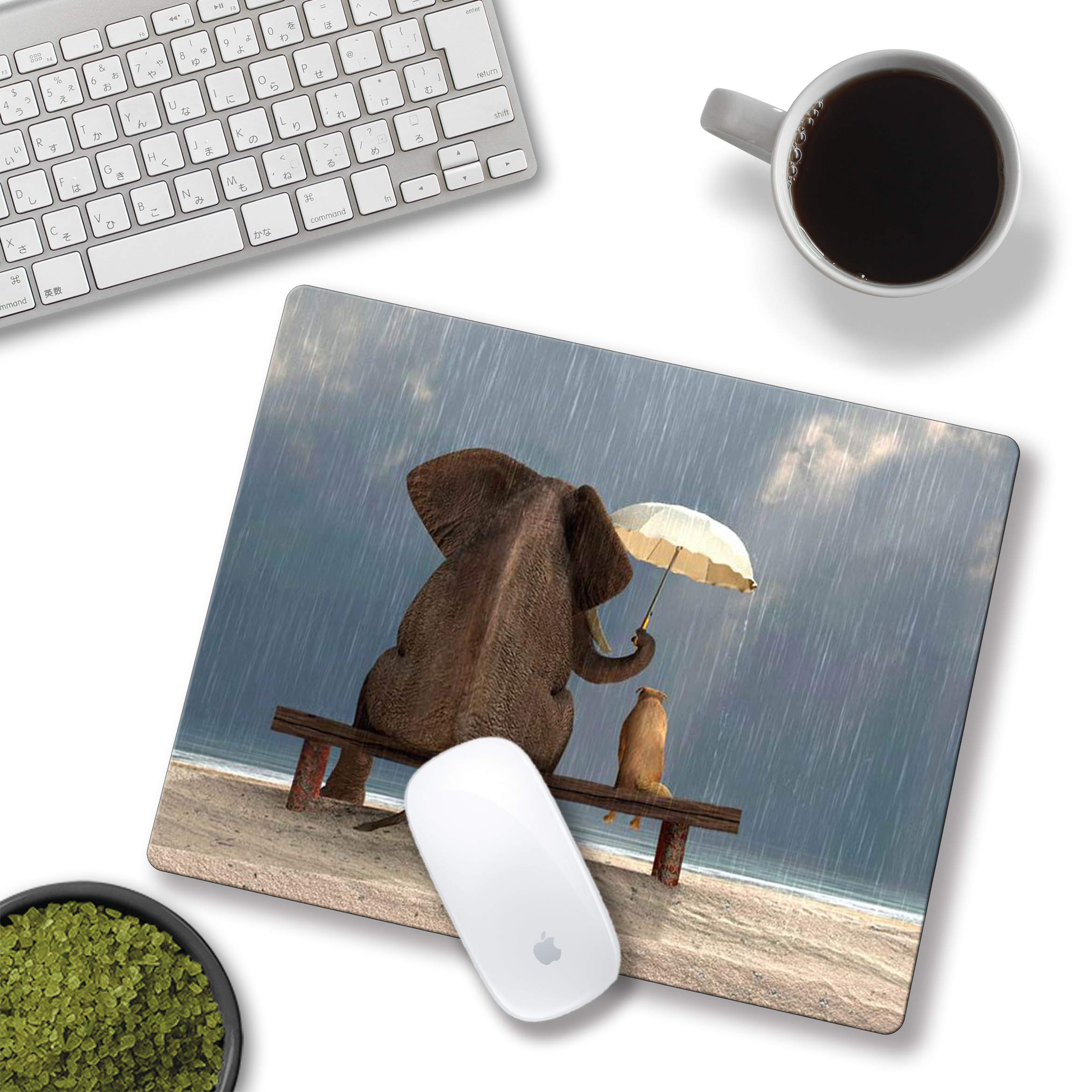 Personalized Elephant & Dog Mouse Pad - Non-Slip Rubber Desk Mat for Computer, Laptop, Office - Cute Animal-Themed Gift & Decorative Accessory | Perfect for Gaming, Work & Home Office Setup