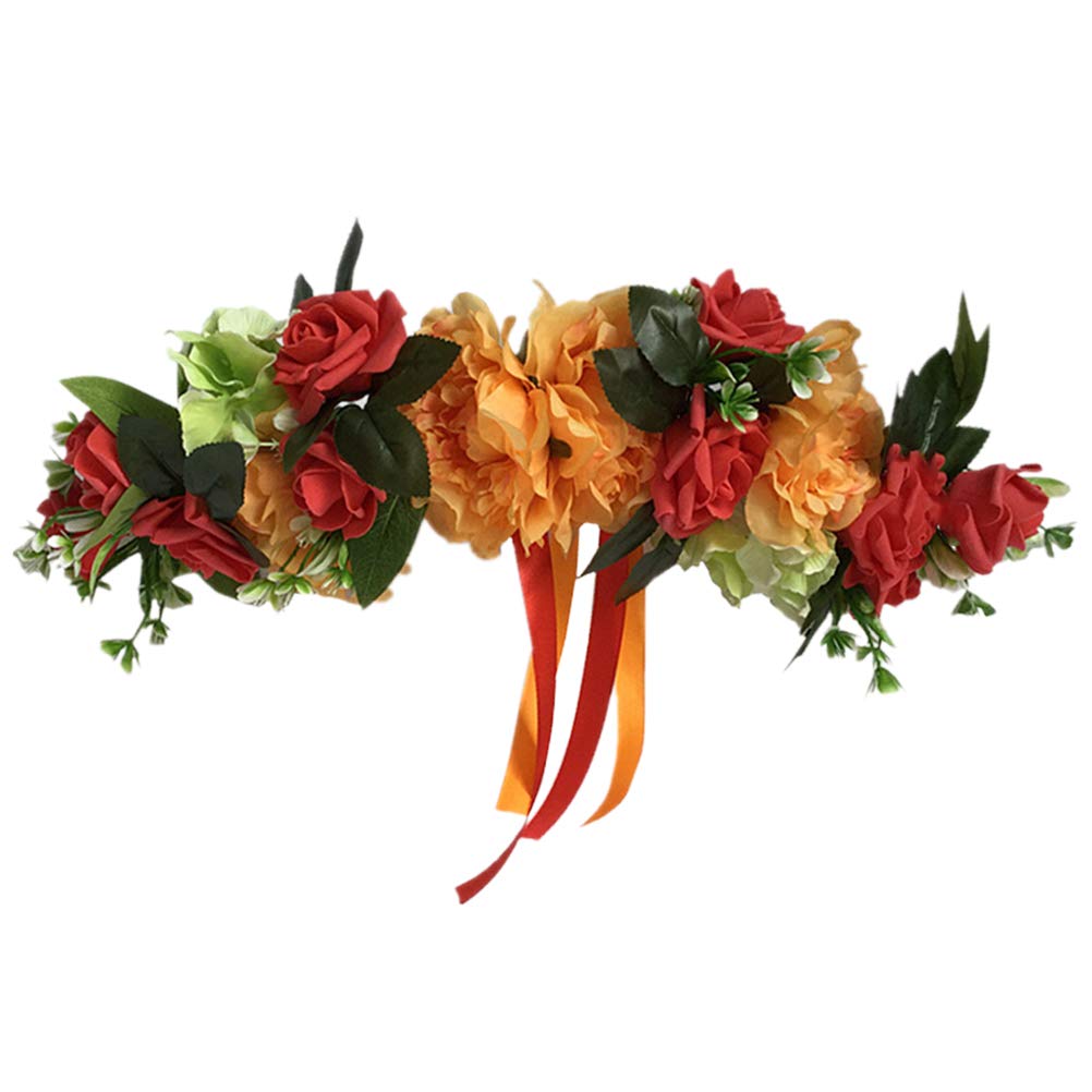 Amosfun Artificial Peony Rose Door Wreath - Wedding Floral Garland for Front Door, Home Decor, Welcome Sign (Colorful) - Perfect for Weddings, Parties, and Seasonal Home Decoration