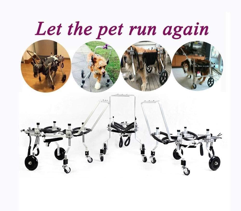 Adjustable 4-Wheel Dog Wheelchair with Hand Pull Pole - Small/Medium/Large Pet Mobility Aid for Hind Leg Rehabilitation & Full Body Support - Perfect for Disabled, Injured, or Senior Dogs Indoor/Outdoor Use