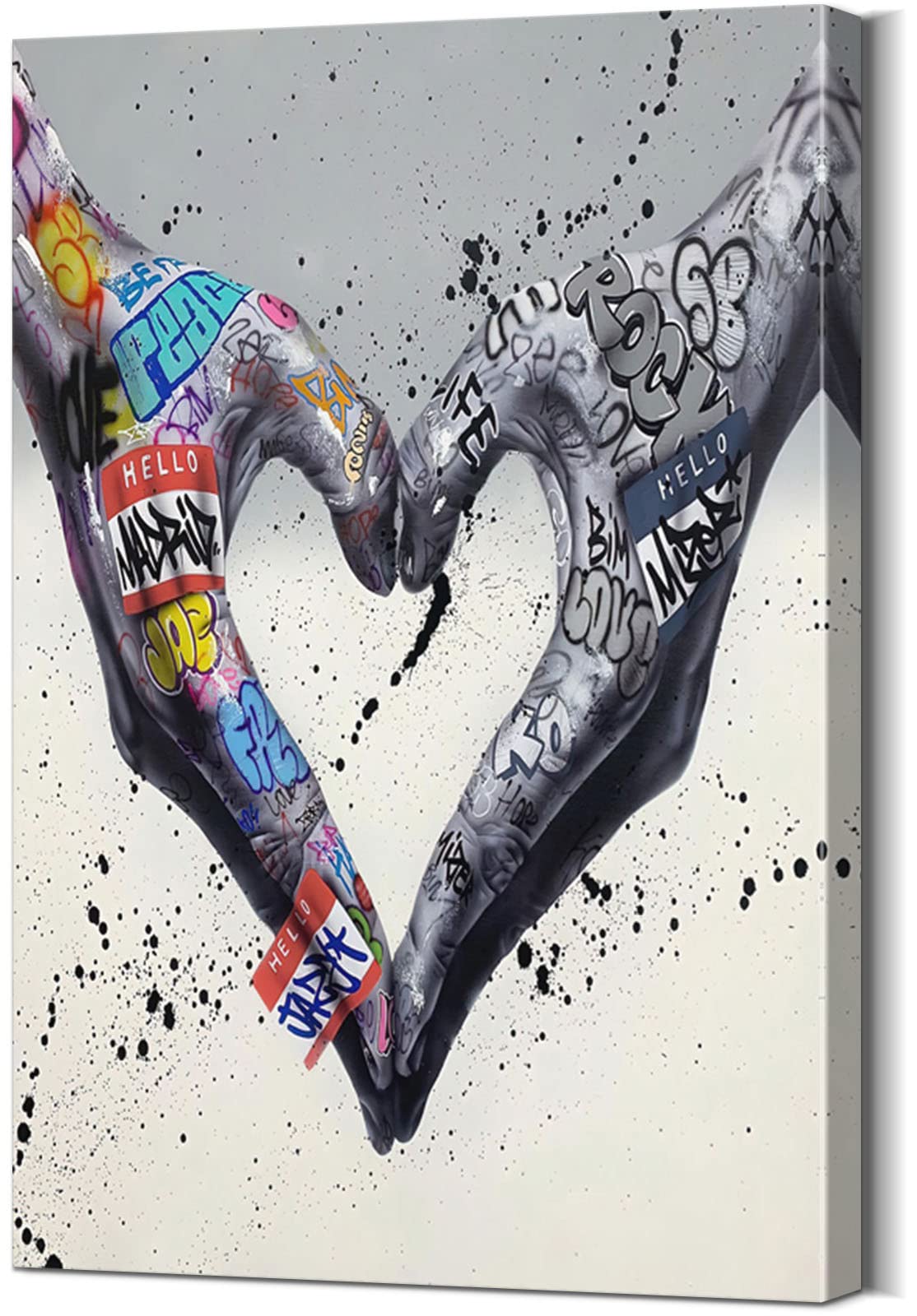 Graffiti Heart Wall Art Canvas - Colorful Poster for Living Room & Bedroom Decor (16x24 Inch)