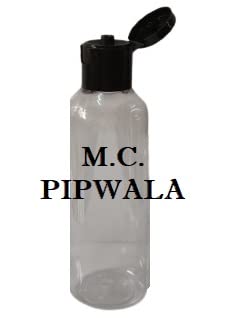 M.C. PIPWALA 100ml Clear PET Plastic Bottles with Black Flip Top Cap - Leak Proof Squeeze Travel Containers for Cosmetics, Liquids & Toiletries (Pack of 3) - Perfect for Travel, Salon & DIY Projects