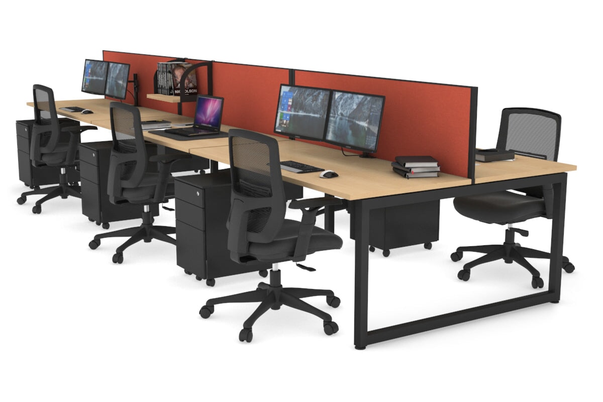 Quadro Loop Legs 6-Person Office Workstation Desk [1800L x 700W] - Modern Collaborative Workspace Solution for Team Projects & Open Office Layouts