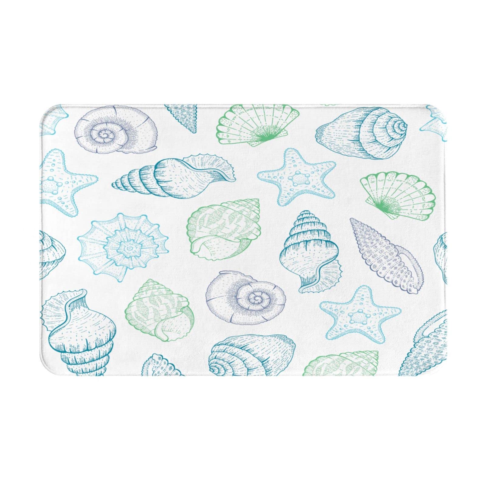 Non-Slip Diatomaceous Earth Bath Mat with Seashell Print - Quick Drying, Absorbent Diatomite Shower Mat for Bathroom, Kitchen & Home Decor | Soft Floor Mat for Wet Areas & Stylish Home Upgrade