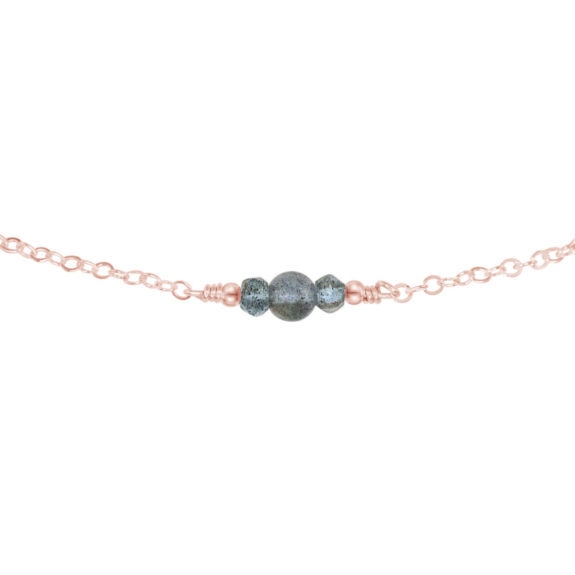 14k Rose Gold Filled Labradorite Dainty Choker Necklace - Elegant Crystal Jewelry for Women, Perfect for Weddings, Parties & Everyday Wear
