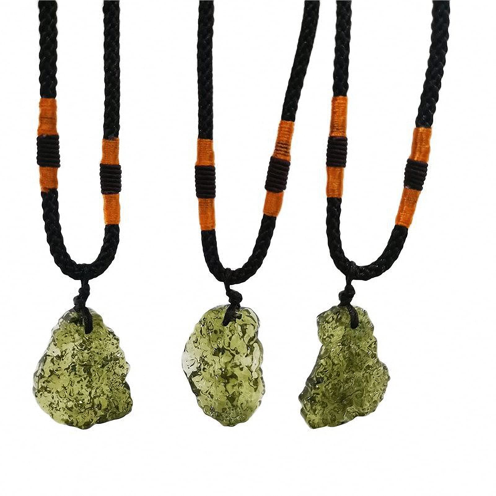 Tebapi Moldavite Pendant Necklace for Women & Men - Unique Green Meteorite Charm Necklace, Long Sweater Chain for Casual & Boho Style Outfits