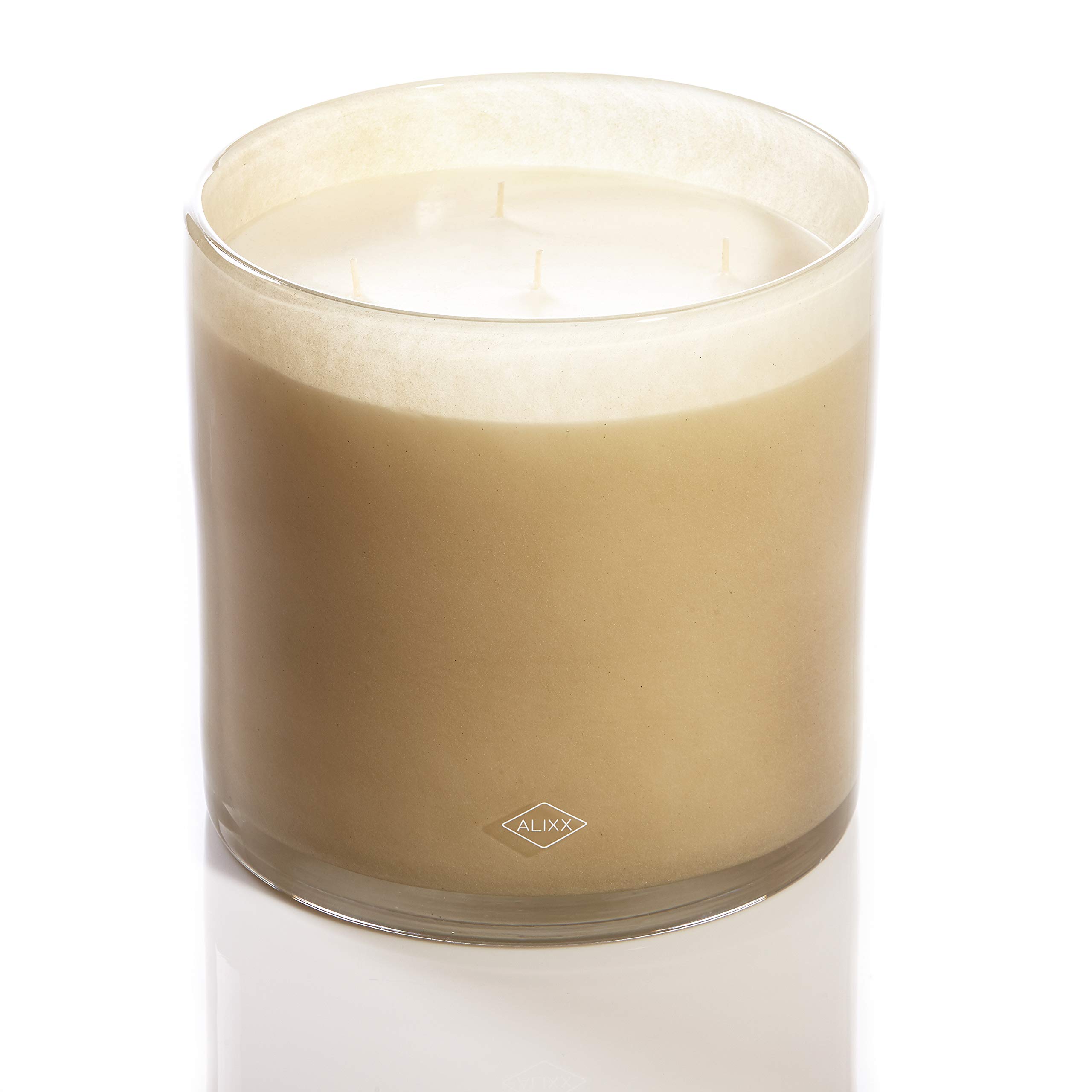 Alixx Extra Large 78oz Scented Candle in Beige Glass - Bois & Encens Fragrance for Home Decor, Romantic Dinners & Relaxation