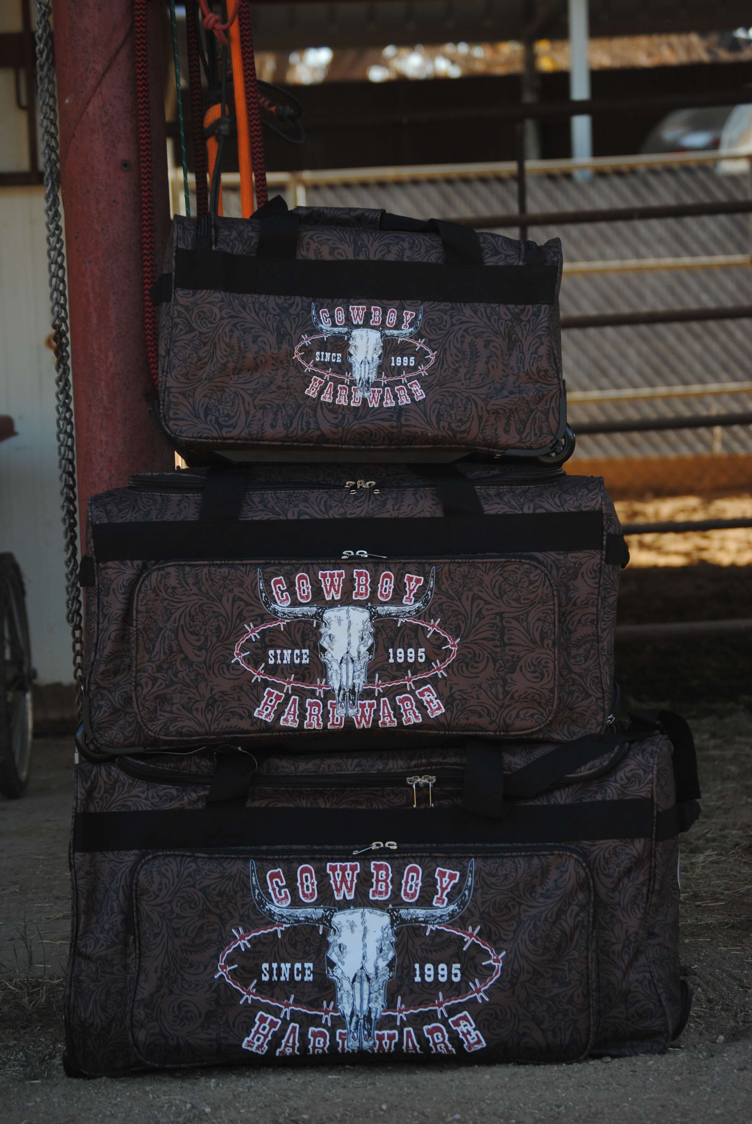 CH Outlaw Since 95' 3 Wheel Rolling Duffle Bag - Perfect for Travel, Gym & Sports Equipment Storage