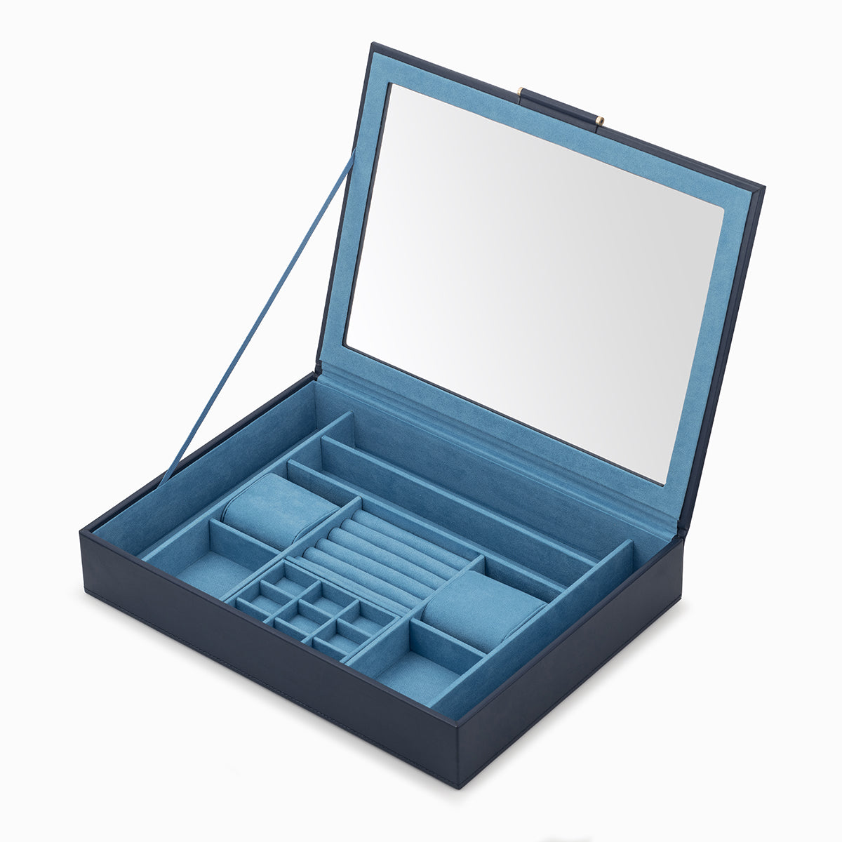 Elegant Large Blue Jewelry Box for Women - Premium Velvet Lined Storage Organizer for Necklaces, Rings & Earrings - Perfect Gift for Birthday, Anniversary & Valentine's Day