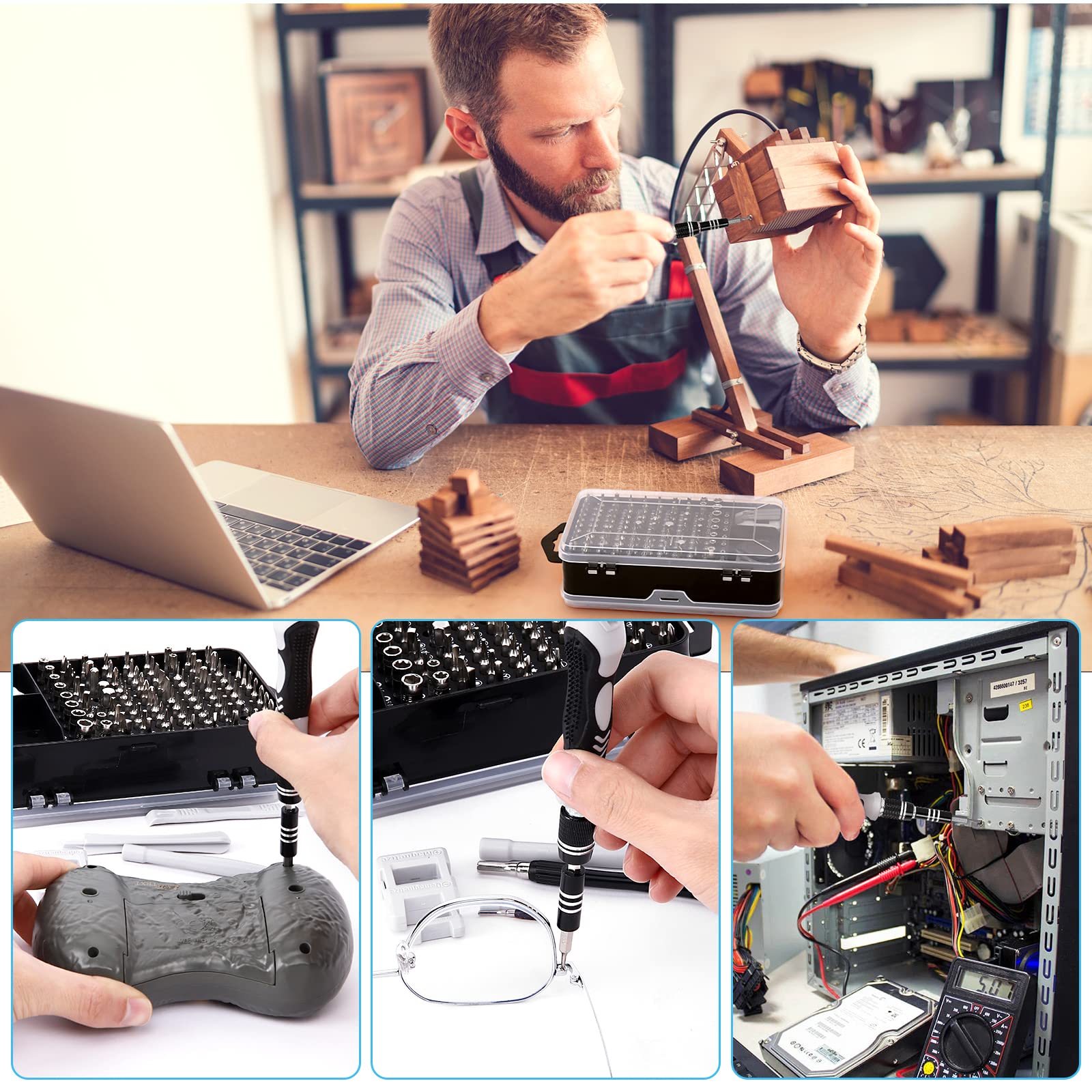 UrbanX 122-Piece Magnetic Precision Screwdriver Set with Bits - Professional Electronics Repair Tool Kit for Phones, Laptops, Alcatel A5 LED & DIY Projects - Perfect for Home, Office & Tech Enthusiasts
