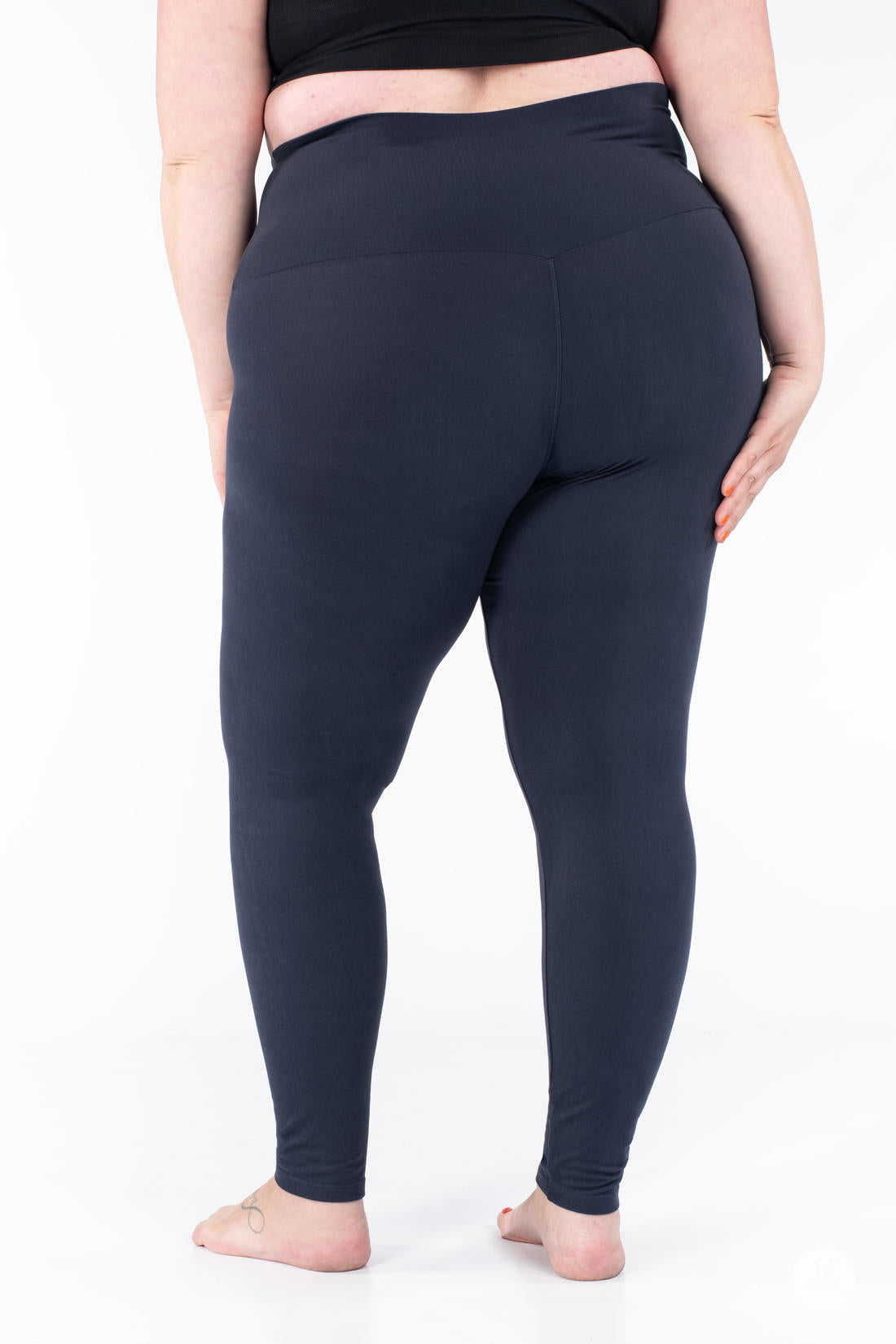 High Waist Navy Blue Leggings for Women - Comfortable Wide Elastic Waistband Yoga Pants - Perfect for Workout, Running, Yoga & Lounge Wear