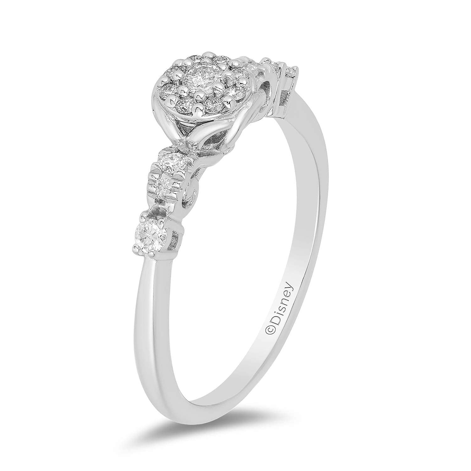 Jewelili Enchanted Disney Sterling Silver Cinderella Ring with 1/4 Carat Diamond - Elegant Fashion Jewelry for Women, Perfect Gift for Birthday, Anniversary & Special Occasions
