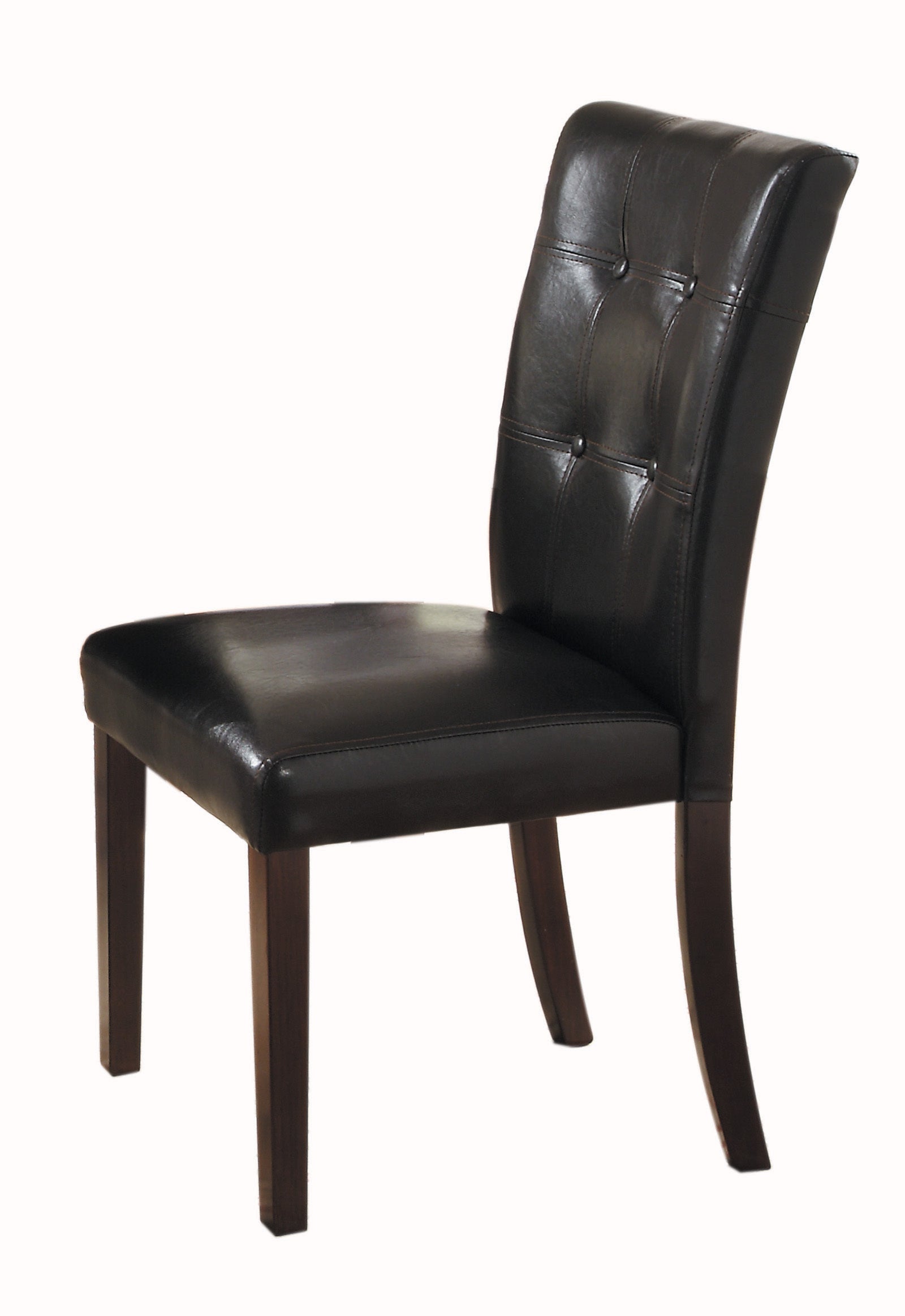 2pc Button Tufted Side Chairs Set - Solid Wood Frame with Espresso Finish - Perfect for Dining Room, Kitchen Nook, or Home Office Seating