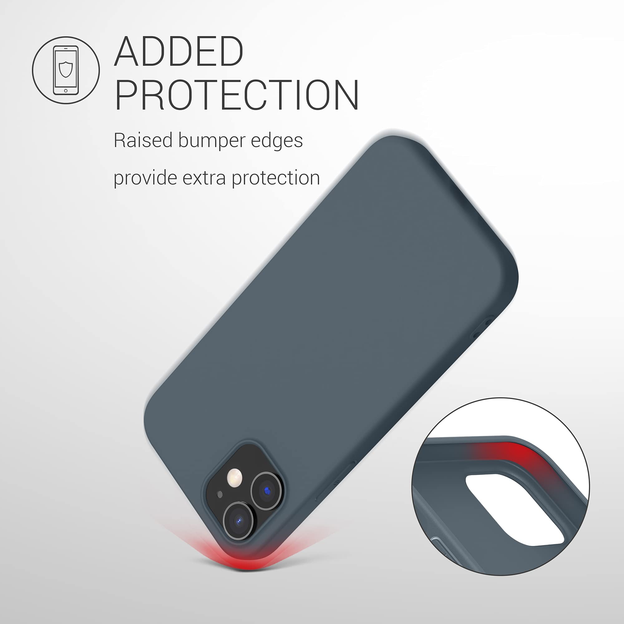 kwmobile Soft Slim Protective TPU Silicone Case for Apple iPhone 12 & iPhone 12 Pro - Shockproof Cover with Anti-Scratch Design in Dark Slate - Perfect for Everyday Use, Travel & Outdoor Activities