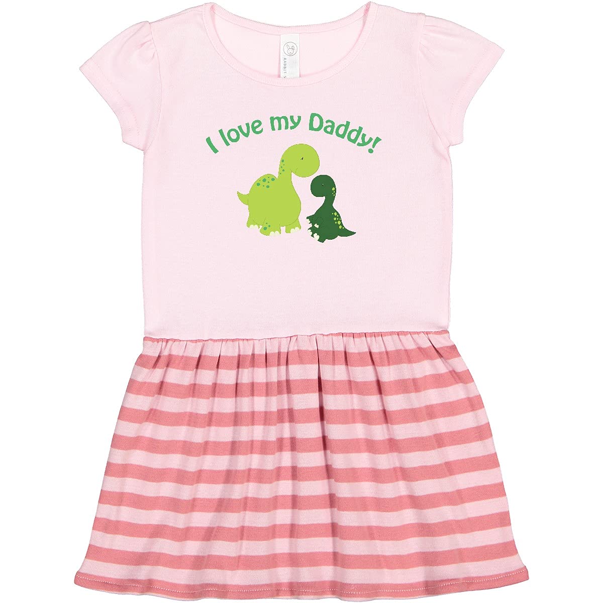 Inktastic I Love My Daddy Dinosaurs Toddler Dress 2T Pink Striped - Cute Dino Print Outfit for Baby Girls, Father's Day Gift, Playdate & Family Photo Outfit