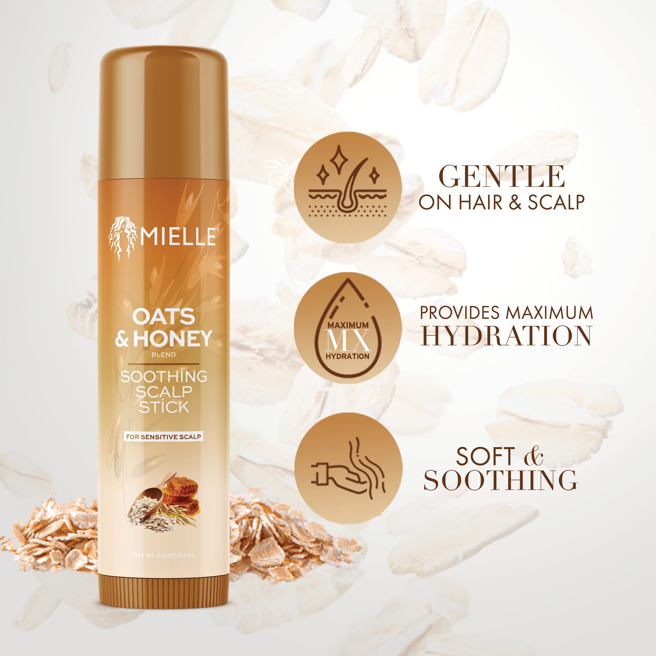 Mielle Organics Oats & Honey Soothing Scalp Stick - Natural Hair Care for Dry Scalp & Itch Relief - Perfect for Travel & On-the-Go Hydration