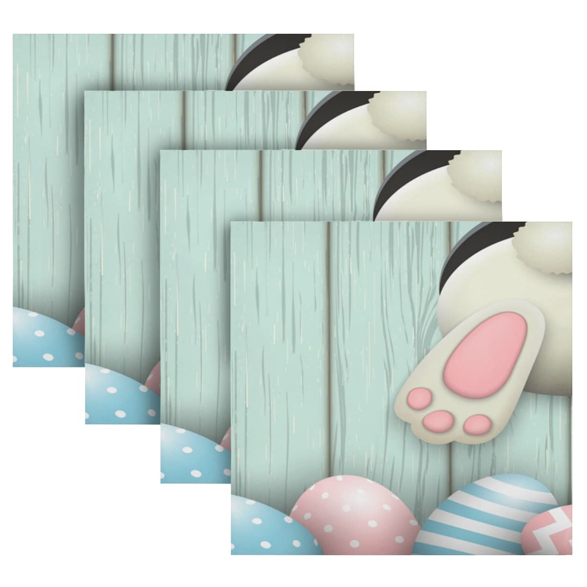 6 Pack Washable Cotton Cloth Napkins - Funny Easter Bunny Rabbit Eggs Design - 20x20 Inch Reusable Dinner Napkins for Weddings, Parties, Holidays - Perfect for Easter Decorations & Spring Table Settings