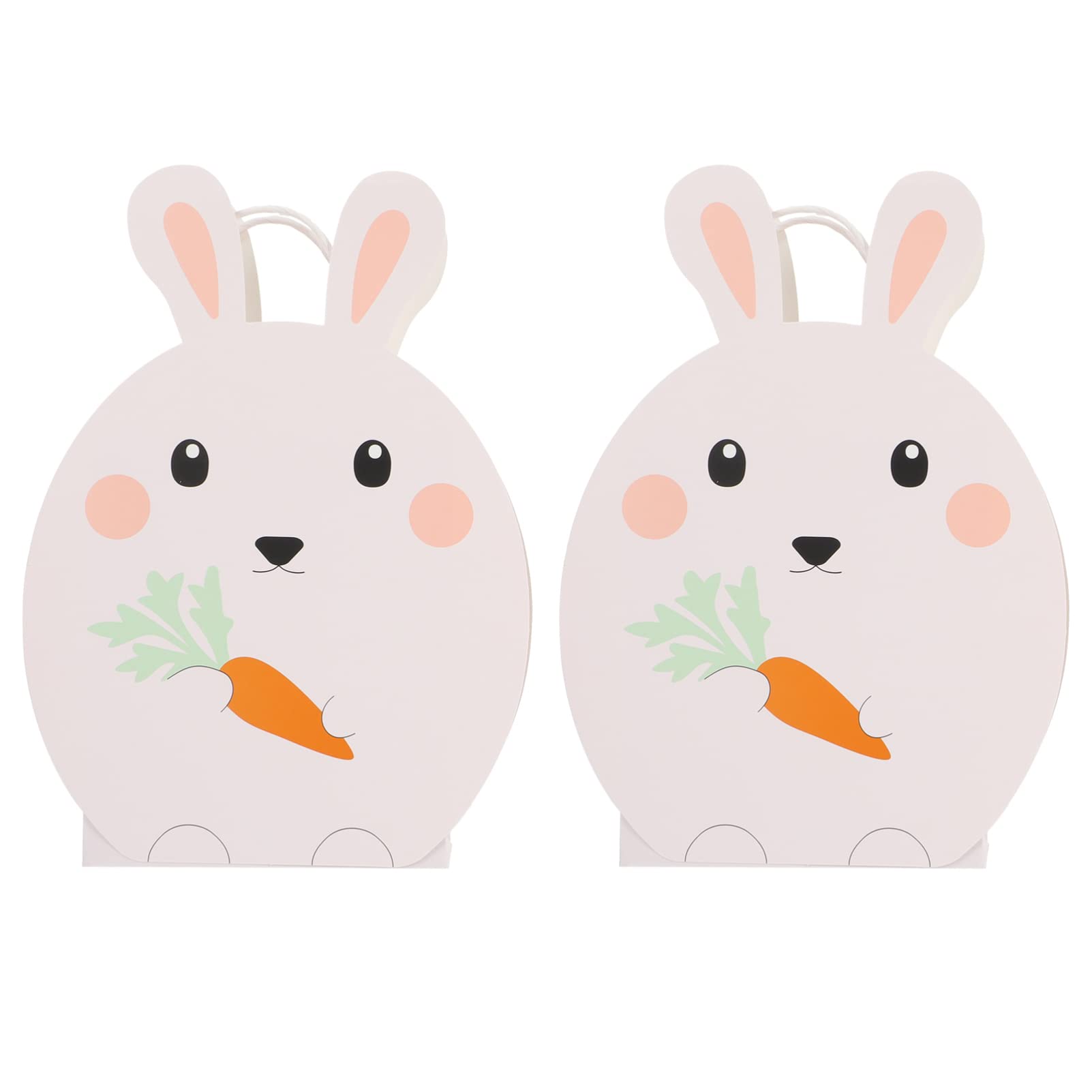 Bestoyard 2-Pack Easter Bunny Paper Gift Bags - Cute Pastel Easter Candy Bags for Kids, Cookie Treat Bags, Egg Hunt Buckets - Perfect for Easter Parties, Spring Celebrations & Classroom Treat Exchanges