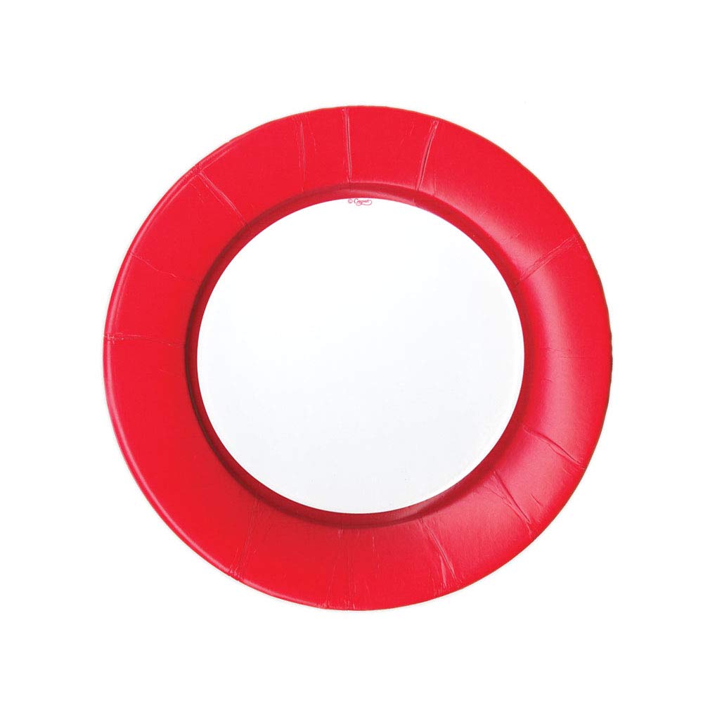 Caspari Red Linen Salad and Dessert Plates - Set of 8 Elegant Dinnerware for Parties, Holidays & Special Occasions