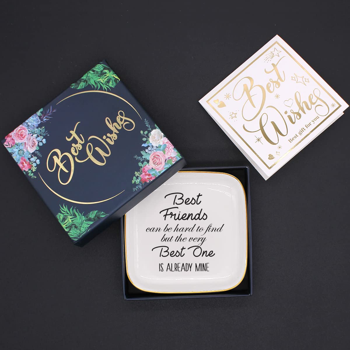 Littlefa Ceramic Ring Dish - Unique Jewelry Tray for Bestie, BFF, Sister - Meaningful Birthday & Christmas Gift for Friends - Perfect for Home Decor, Vanity Organizer, and Gift Giving