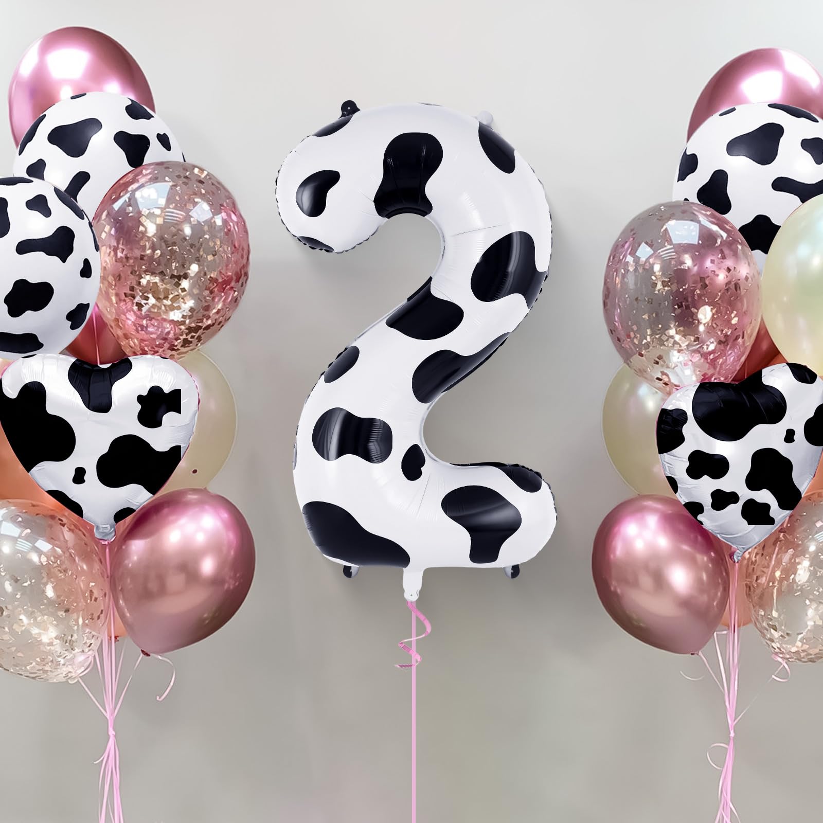 40 Inch Large Cow Print Number 2 Balloon - Foil Mylar Birthday Balloons for 2 Year Old Party Decorations | Cowboy Cowgirl & Animal Farm Theme Birthday Supplies | Perfect for 2nd Birthday Parties, Farm-Themed Events & Western Decorations