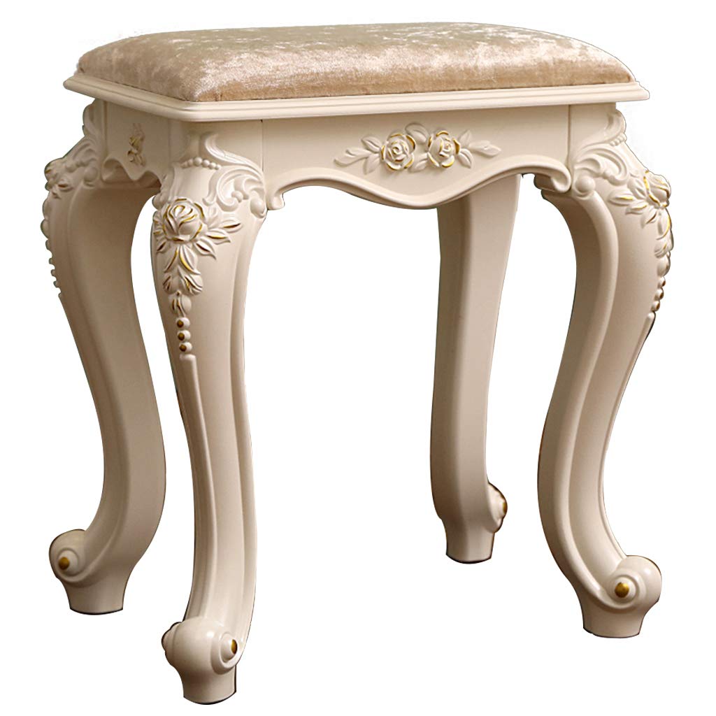 ZHIQ Padded Makeup Vanity Stool - Upholstered Dressing Table Bench Chair for Bedroom, Beige | Perfect for Makeup, Dressing, and Bedroom Decor