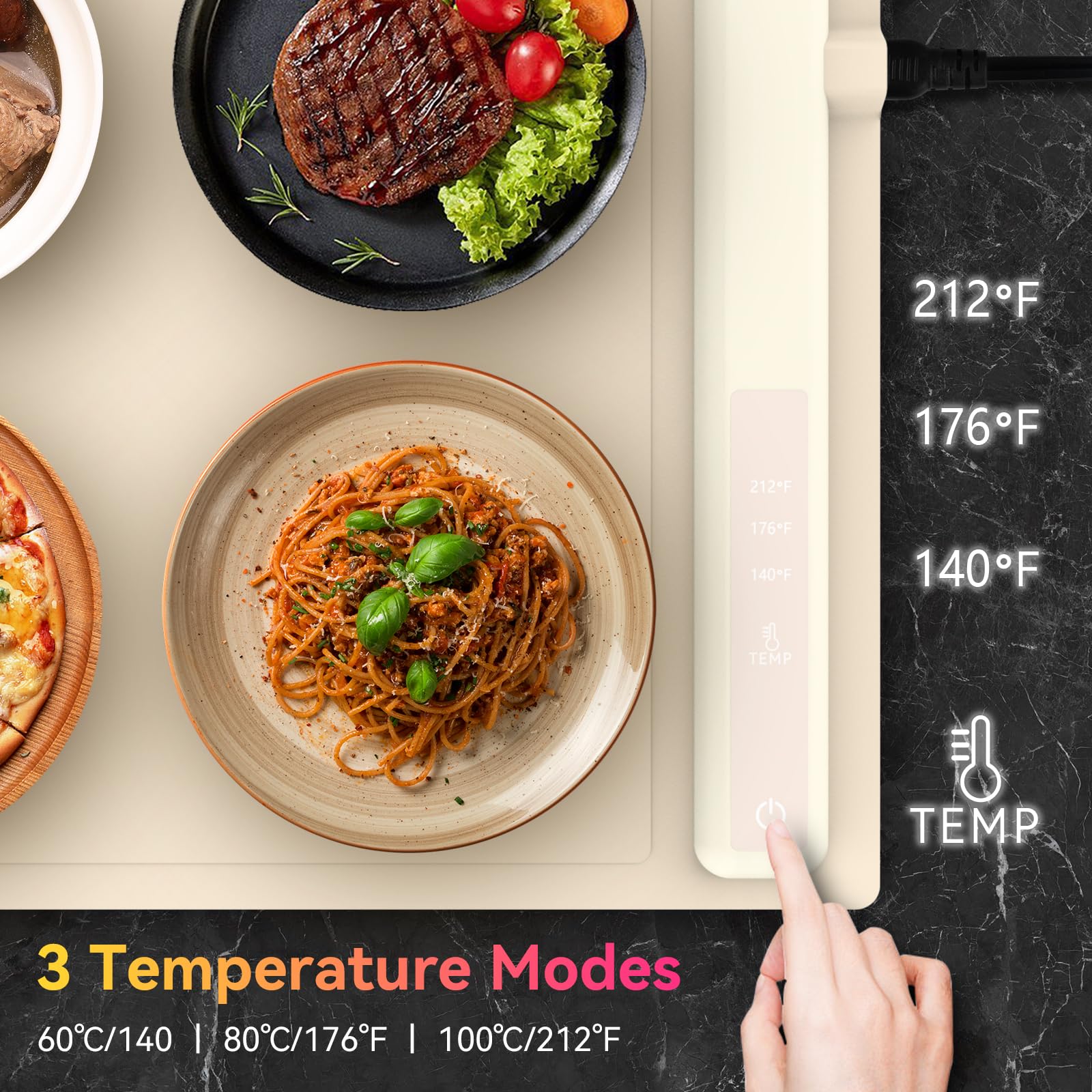Electric Warming Tray with Adjustable Temperature - Fast Heating Food Warmer for Buffets, Parties & Restaurants | Portable Hot Plate to Keep Meals Warm | Perfect for Catering, Home Dinners & Office Events