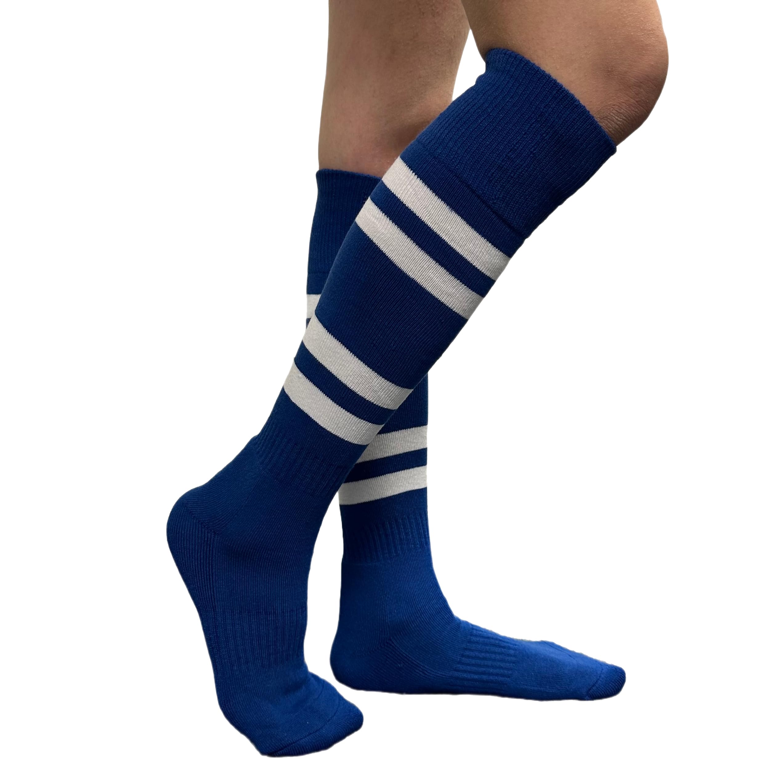 COUVER White Striped Knee High Softball Socks - Breathable Athletic Socks for Women & Men - Perfect for Softball, Baseball, Running & Sports Training