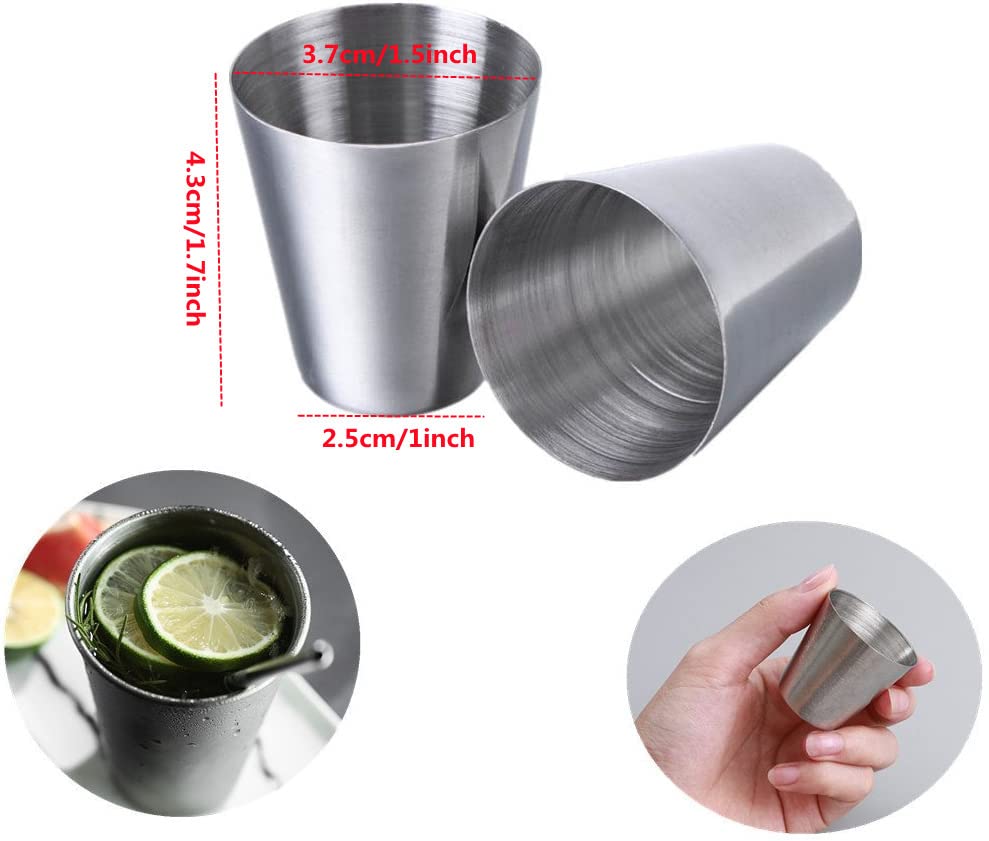 20Pcs Mini Stainless Steel Measuring Cups 30ml/1oz - Portable Travel Camping Cups for Beer, Tea, Coffee, Wine & Cocktail Mixing - Perfect for Outdoor Adventures, Parties & Home Bar Use