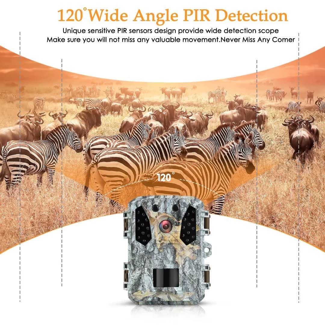 Hawkray 20MP 1080P Trail Camera with 32GB SD Card & Batteries, 120° Wide-Angle Motion Sensor, 0.2s Trigger Time, IP65 Waterproof - Ideal for Wildlife Monitoring, Hunting, and Outdoor Security