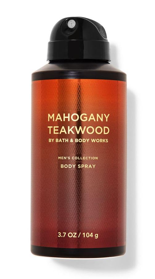 Mahogany Teakwood Men's Body Spray for Men - 3.7 fl oz Cologne Mist | Fresh Scent for Gym, Work & Date Night | Bath & Body Collection