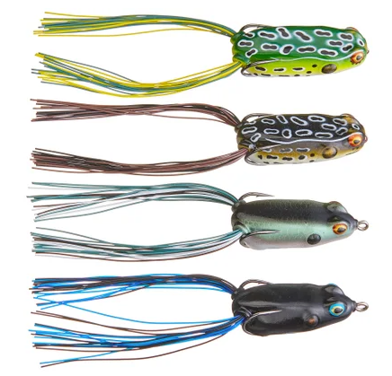 Booyah Junior Pad Crasher Frog Lure Kit - 4 Pack Topwater Bass Fishing Lures for Freshwater & Pond Fishing - Perfect for Weedless Frog Fishing in Lily Pads & Heavy Cover