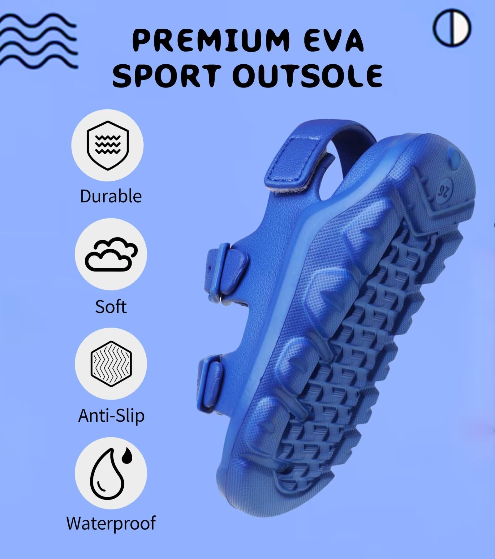 **Boys Girls Toddler & Little Kid Adjustable Water Sandals with Buckle & Hook Loop Back Strap - Sizes Toddler 5 to Little Kid 12 - Perfect for Beach, Pool & Outdoor Play**