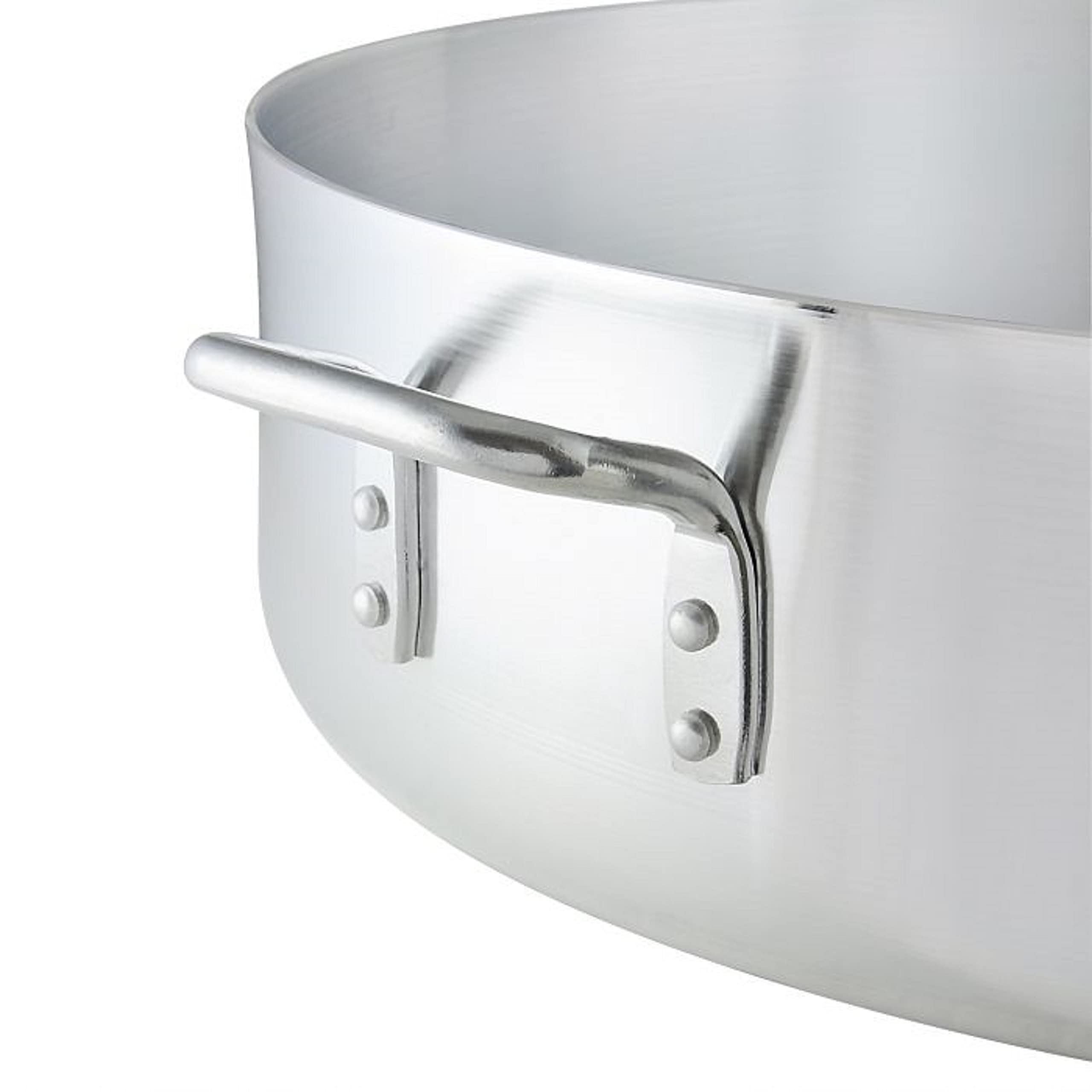 TrueCraftware 14 Quart Heavy Duty Aluminum Brazier Pot with Lid - 6mm Thick Mirror Finish Braising Pan for Roasting, Baking, Sautéing, Searing & Frying - Perfect for Home Cooking, Camping & Outdoor BBQ