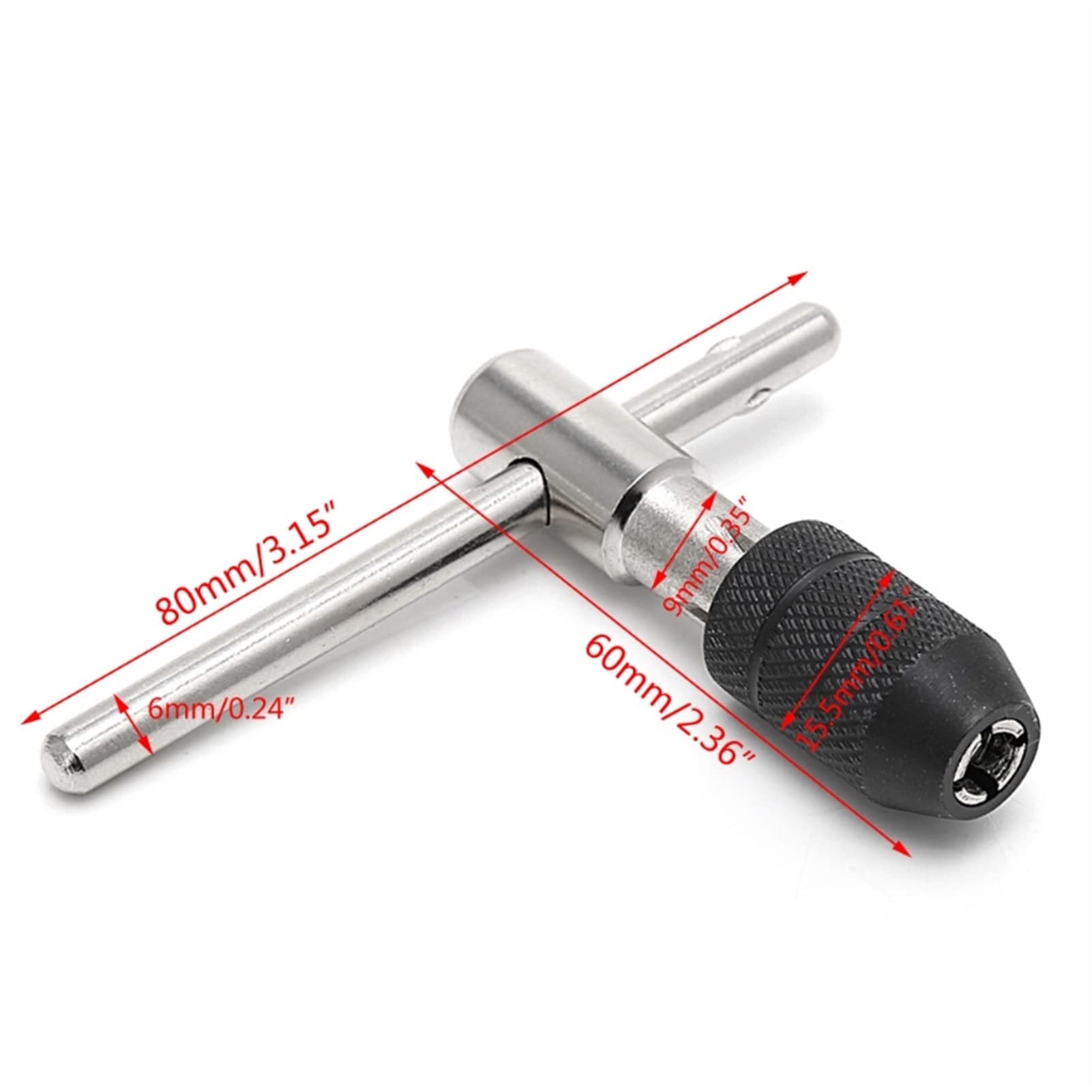 DOLUNTO 5-Piece T-Type Hand Screw Thread Tap Set - M3/M4/M5/M6 Reamer Kit with Twist Drill Bits & Wrench for Metalworking, DIY Projects, and Home Repairs