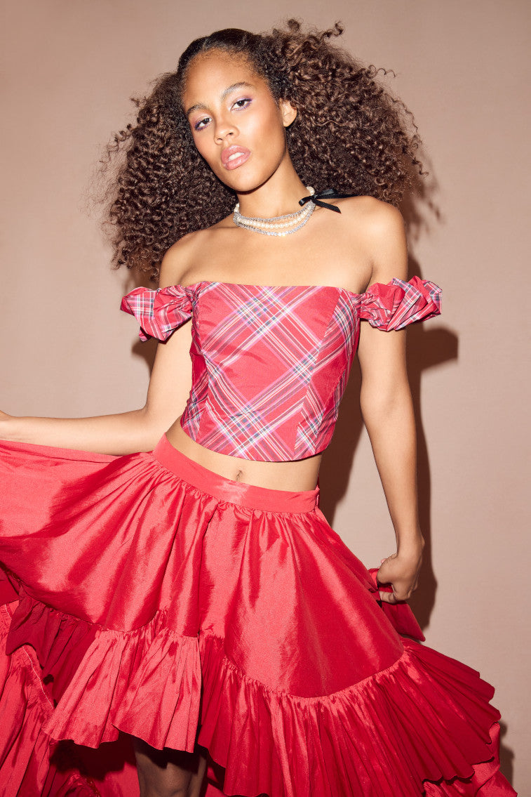 Maryjane Tartan Bustier Top for Women - Vintage Plaid Corset Style Blouse - Perfect for Parties, Cosplay & Retro Fashion