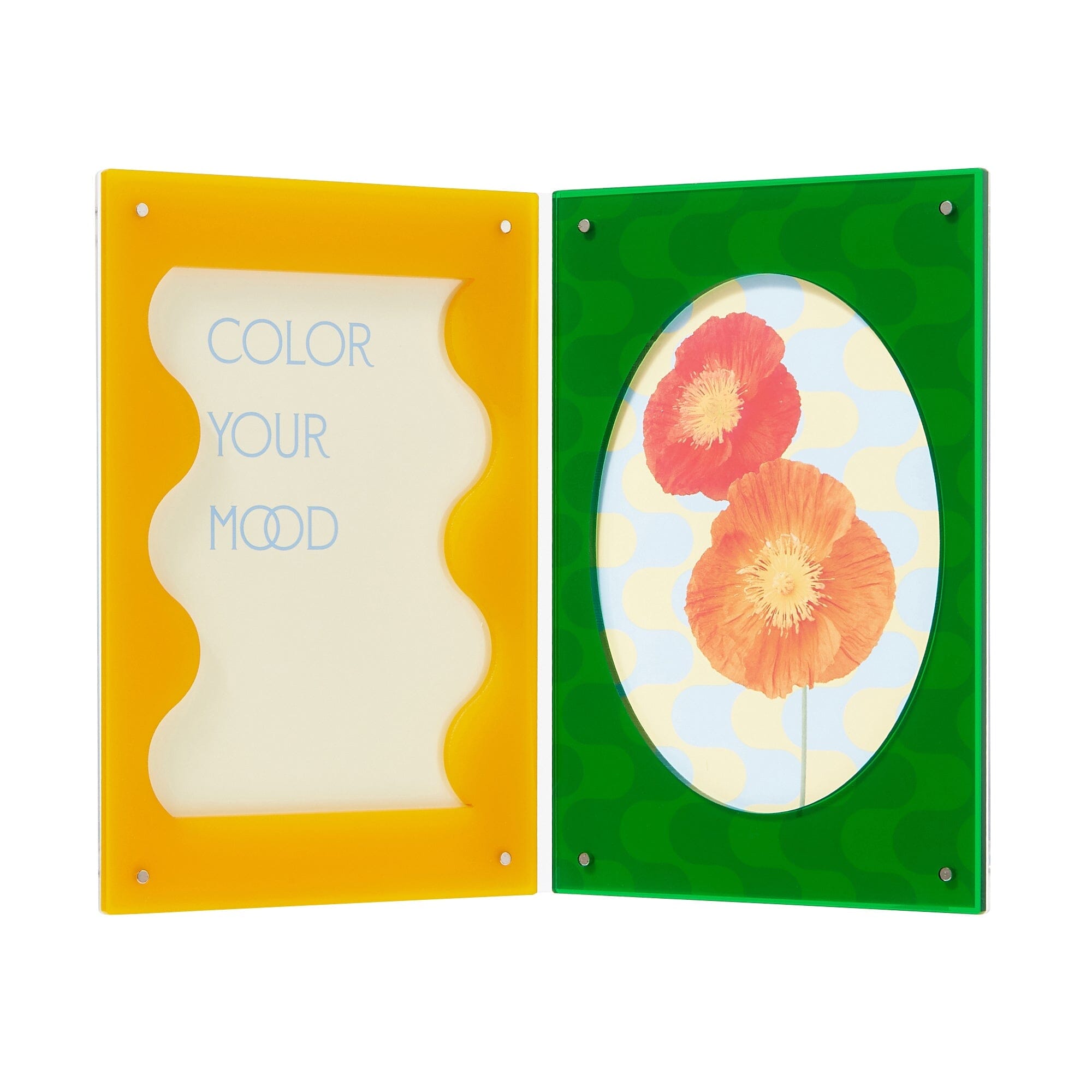 Vibrant Yellow and Green Acrylic Picture Frame - Perfect for Wall Decor, Photo Displays, and Home Office Aesthetics