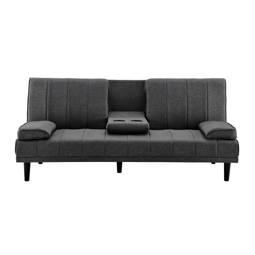 Bonita Pintuck Fabric Sofa Bed in Salt & Pepper Color - Convertible Sleeper Sofa for Small Spaces, Guest Room & Studio Apartments